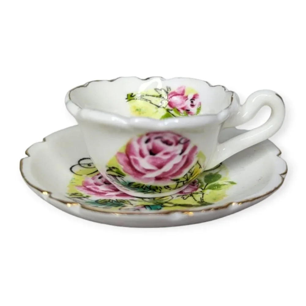 Vintage 1979 Enesco Bone China Miniature Cup & Saucer